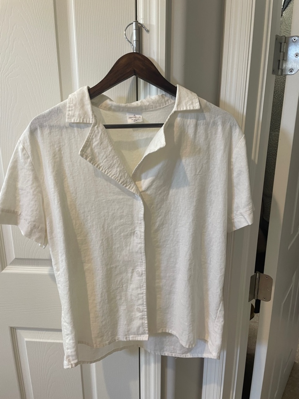 Casual White Button-Down Shirt linen blend